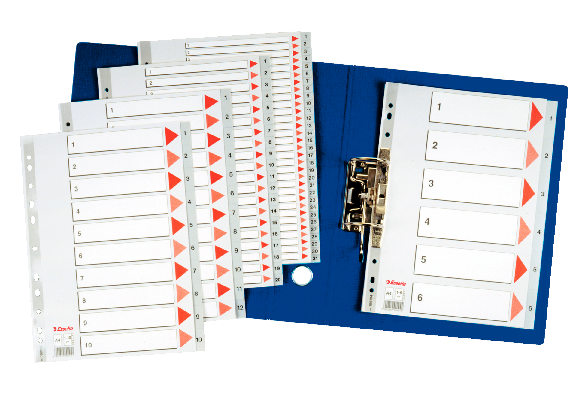 ESSELTE TABBLAD PP GRIJS 1-6