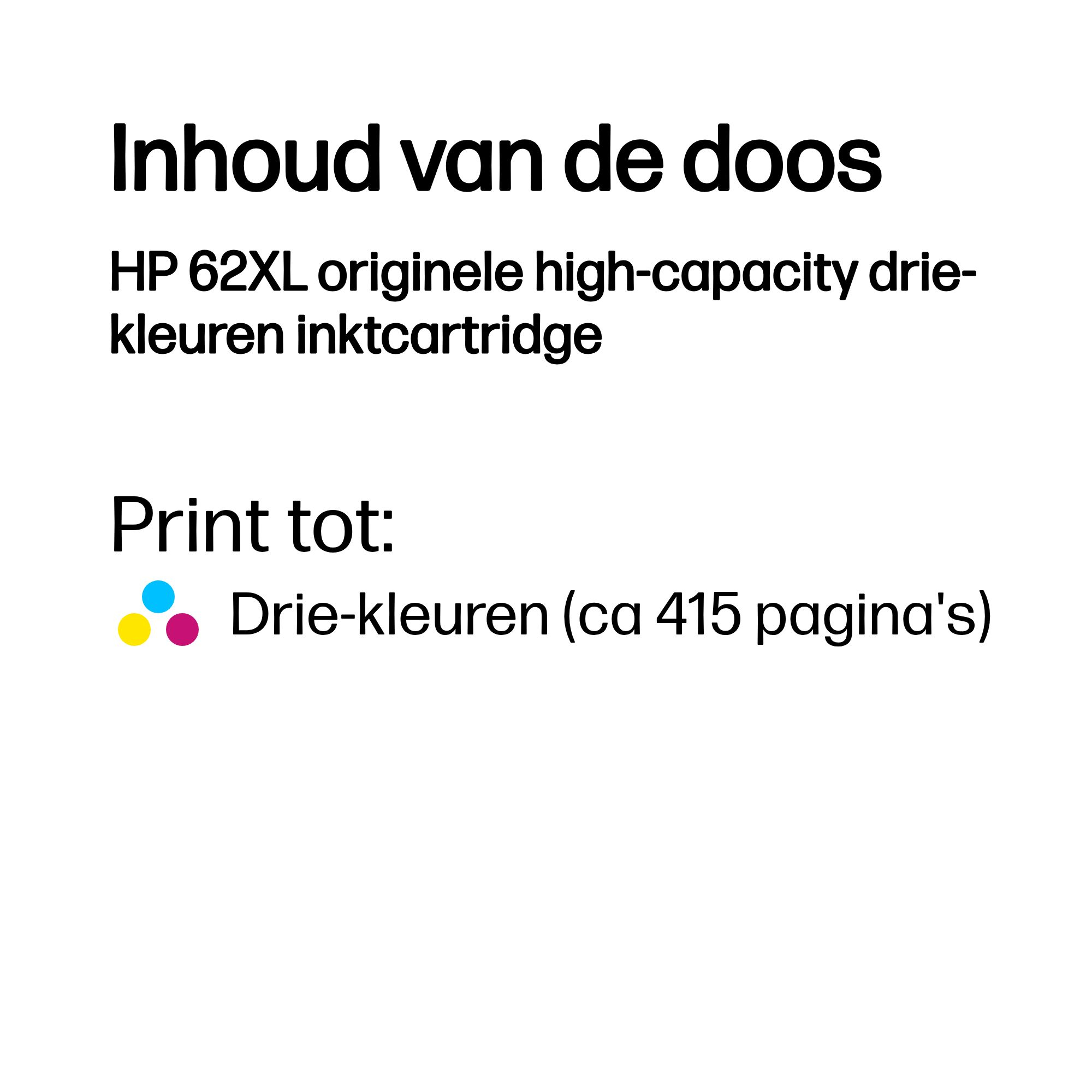 HP 62XL original Ink cartridge C2P07AE UUS tri-colour high c