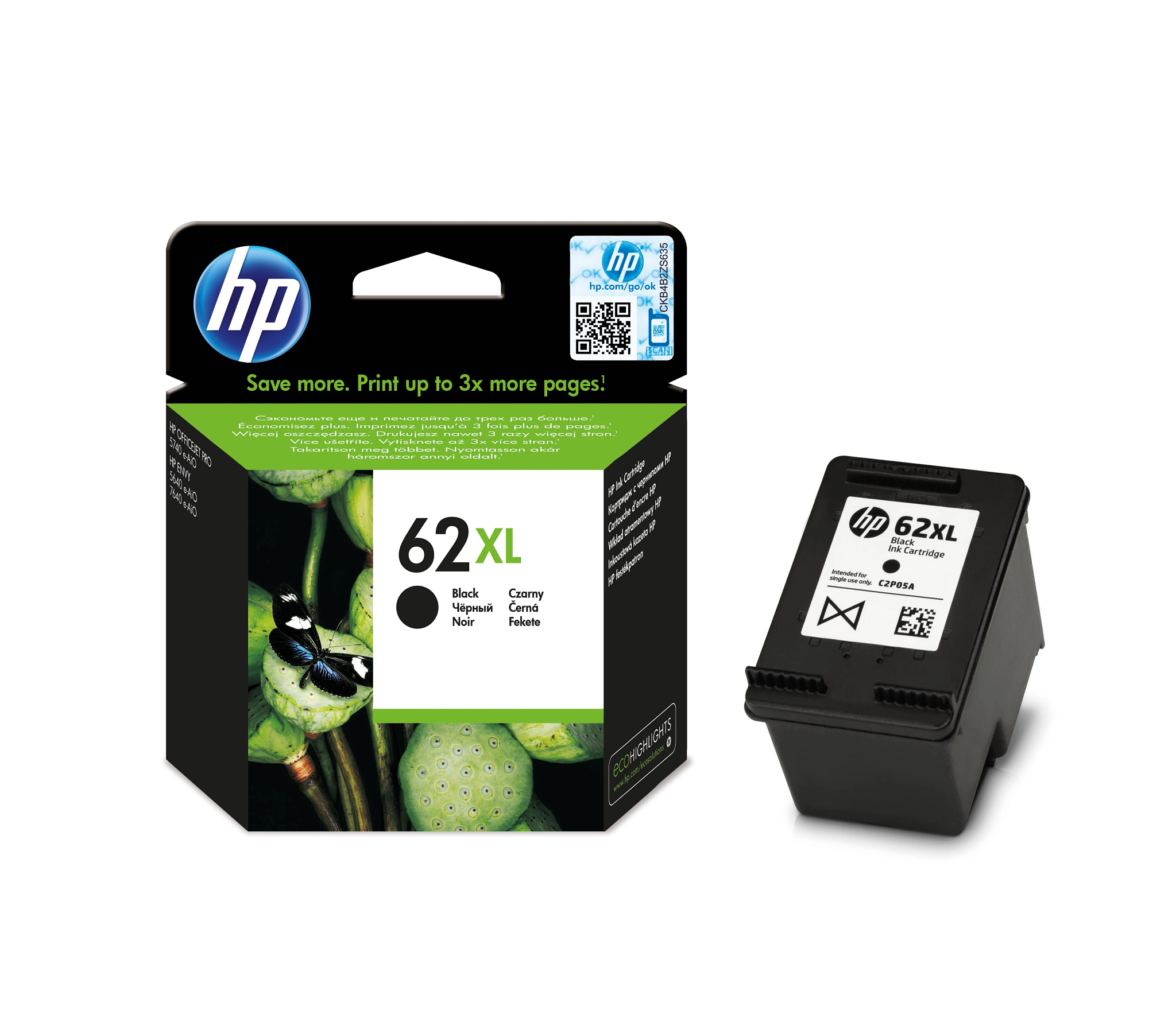 HP 62XL original Ink cartridge C2P05AE UUS black high capaci