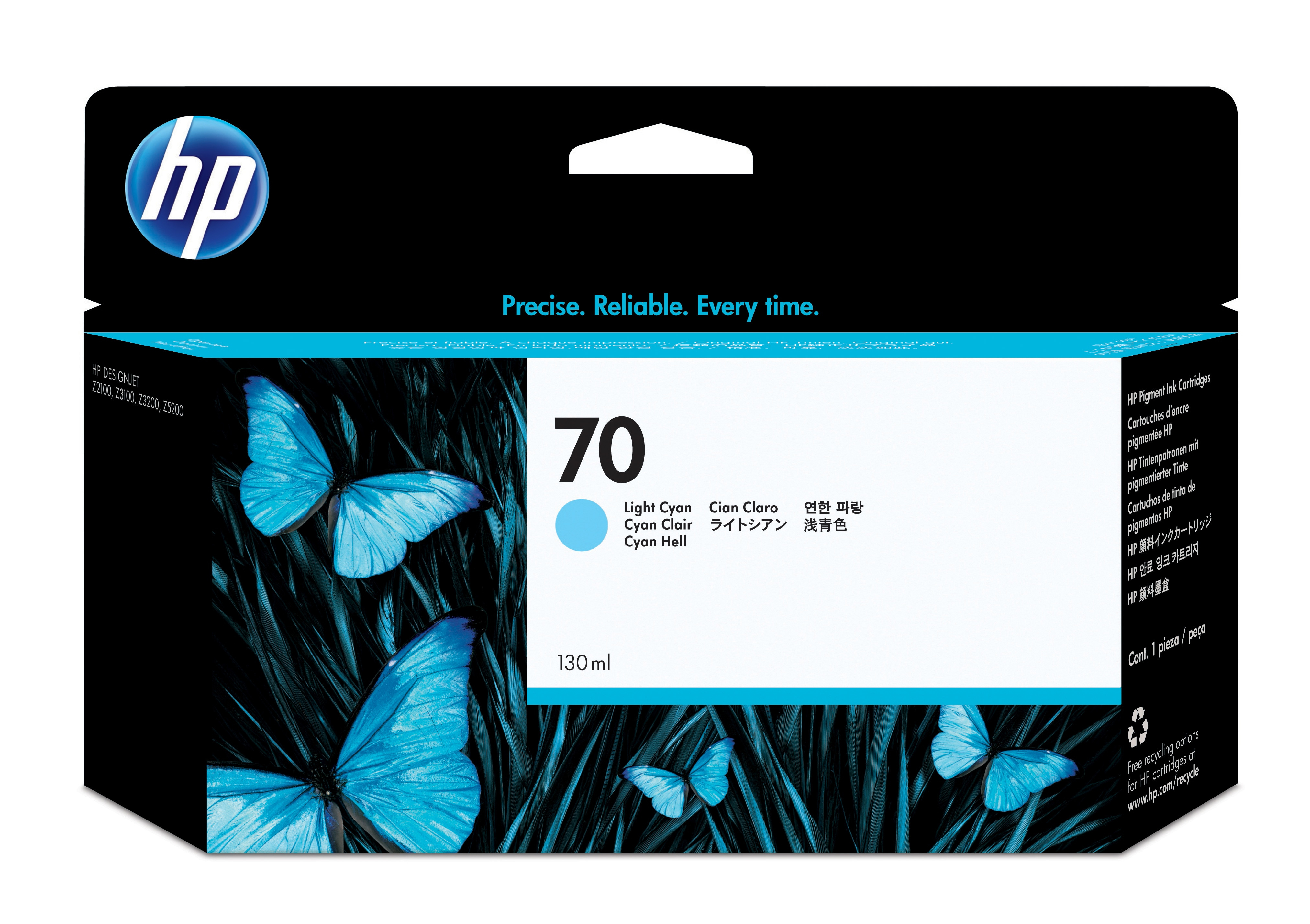 HP 70 original Ink cartridge C9390A light cyan standard capa