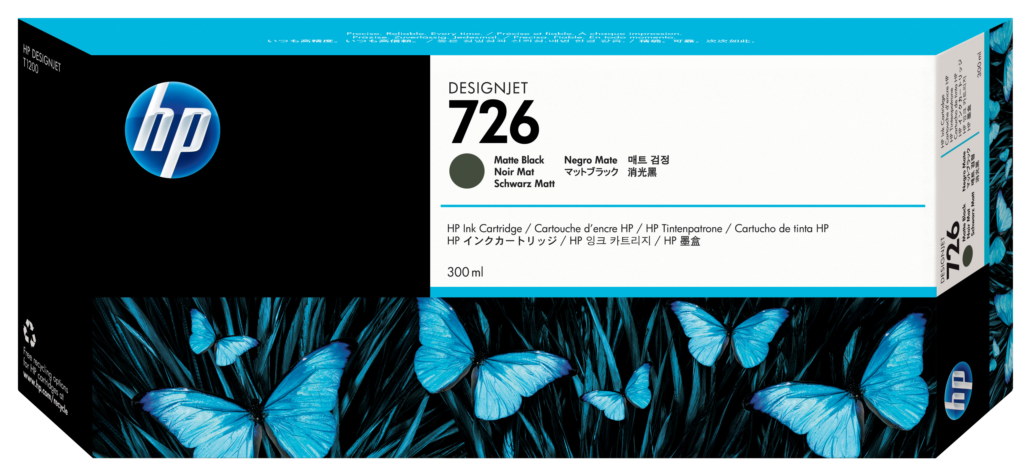 HP 726 original Ink cartridge CH575A matte black standard ca