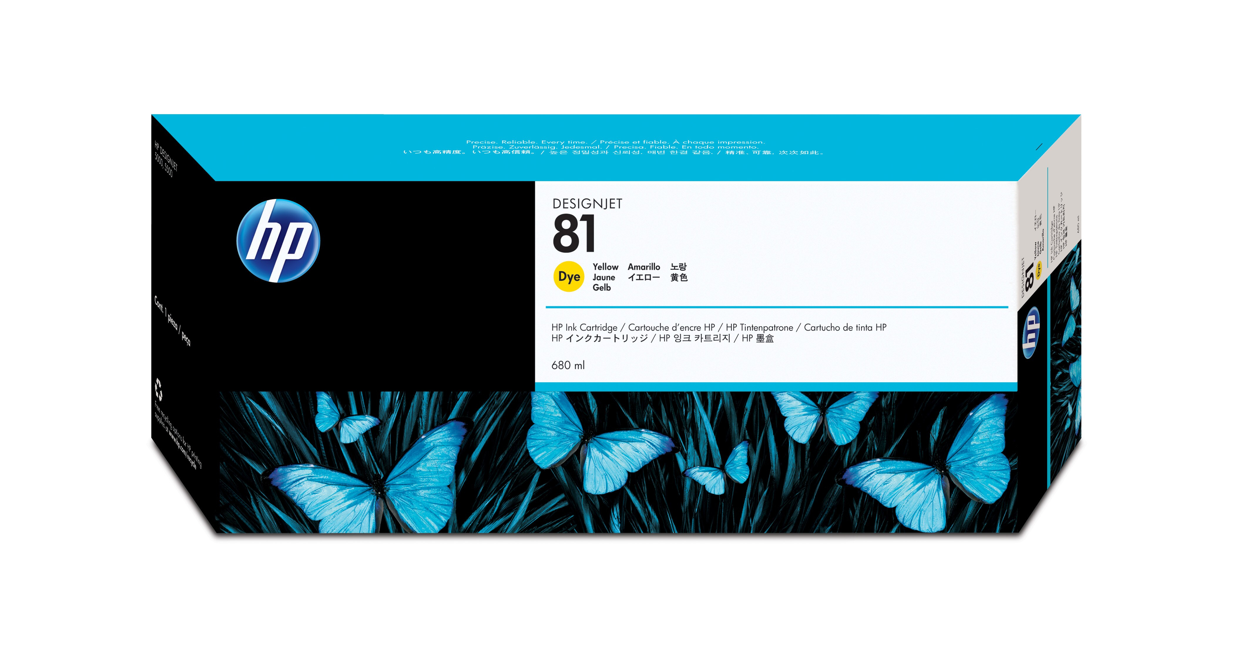 HP 81 original dye Ink cartridge C4933A yellow standard capa