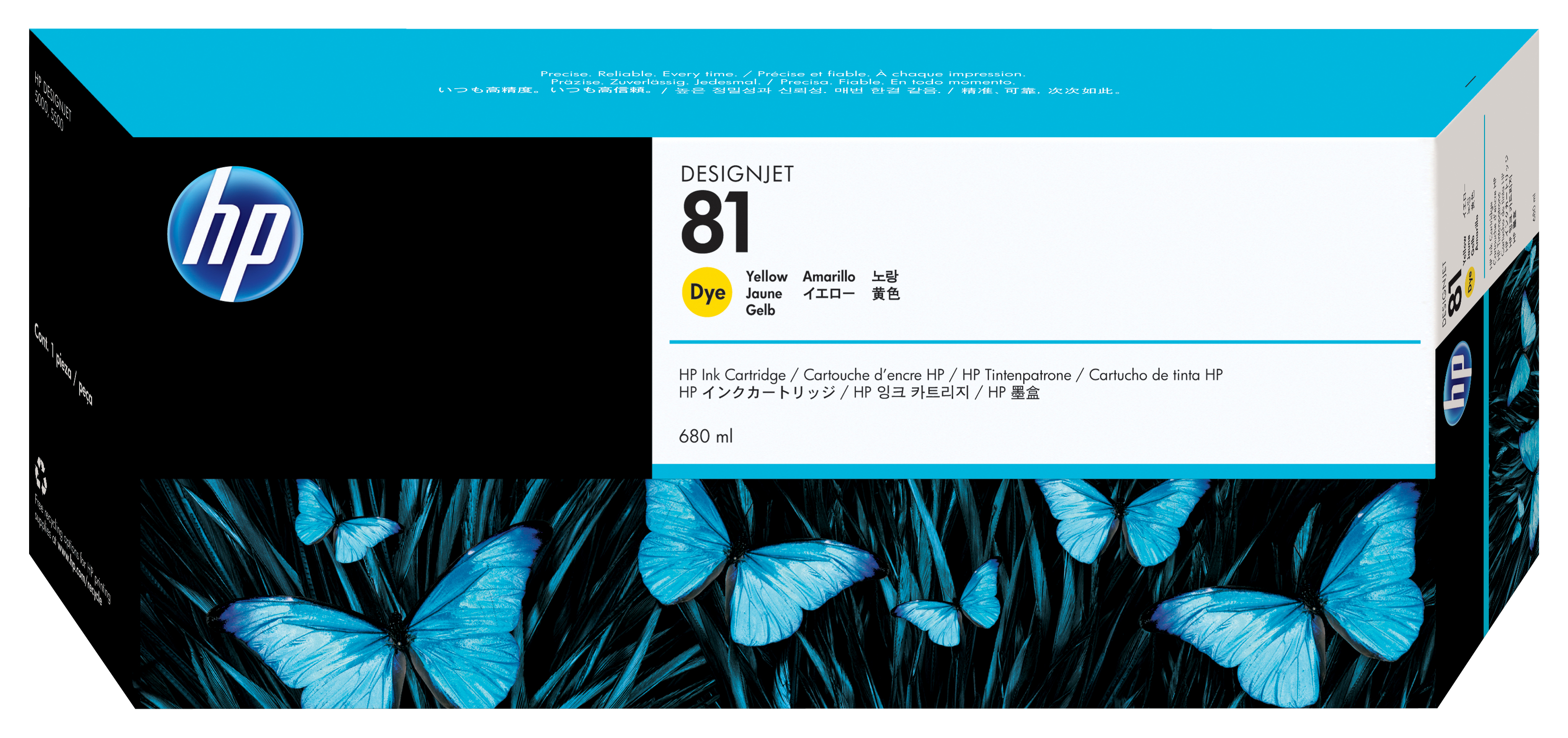 HP 81 original dye Ink cartridge C4933A yellow standard capa
