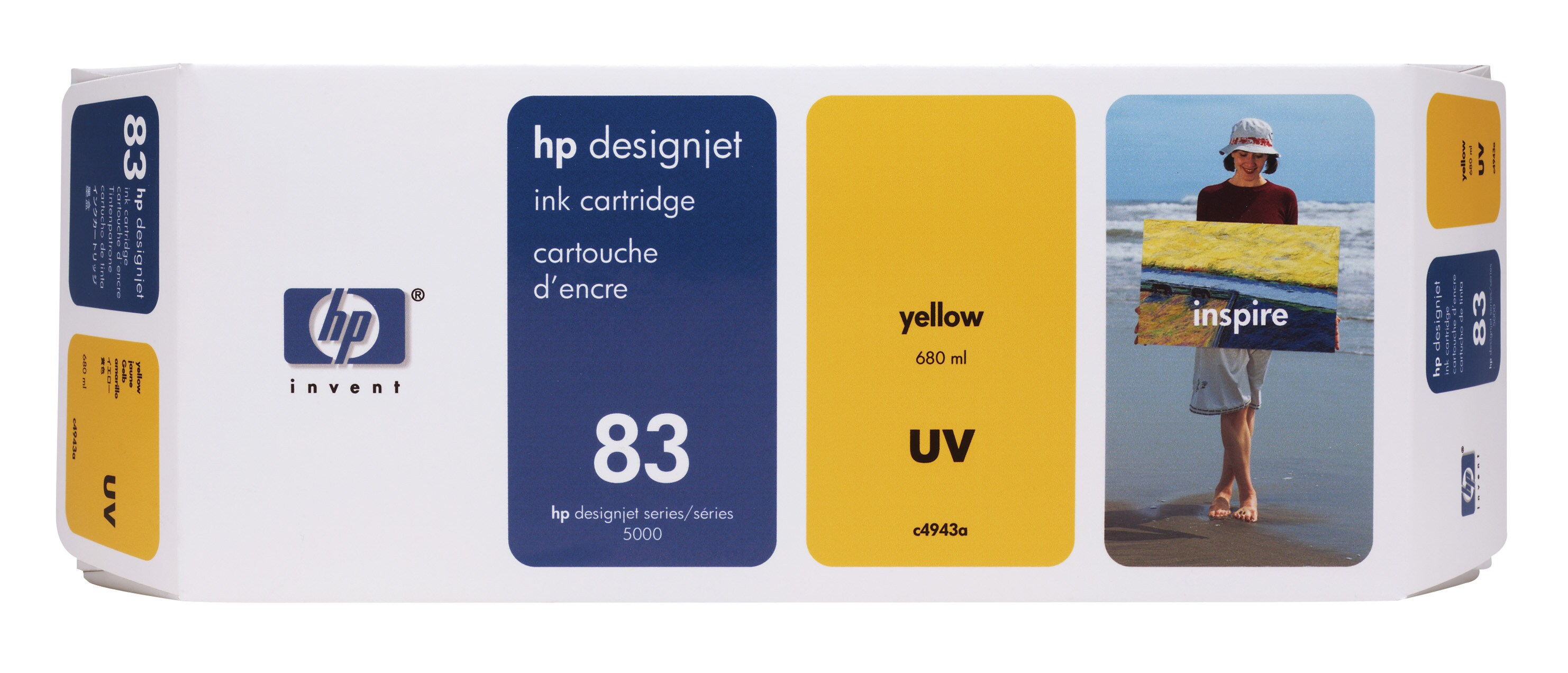 HP 83 original UV Ink cartridge C4943A yellow standard capac