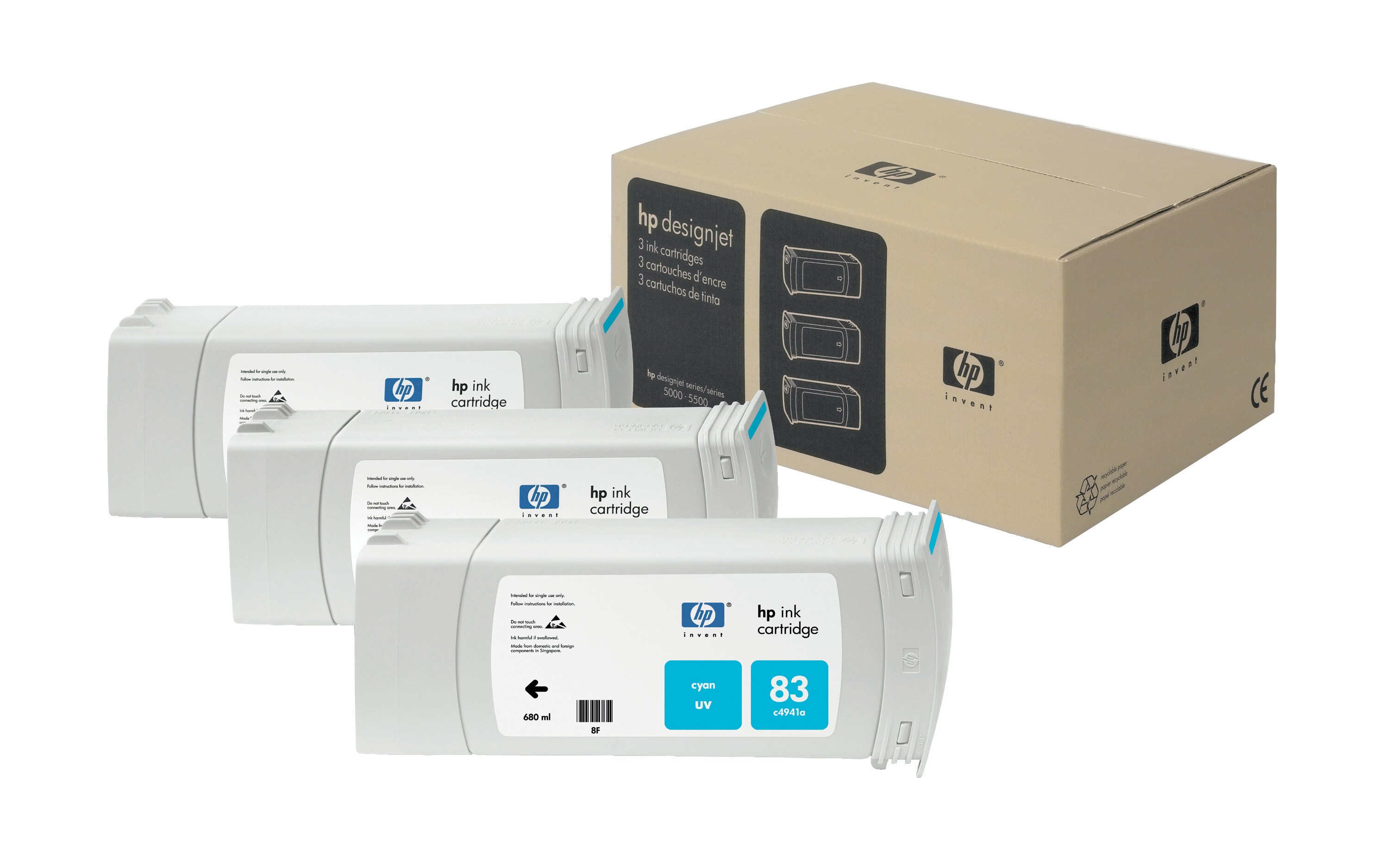 HP 83 originele UV inktcartridge cyaan standard capacity 3 x