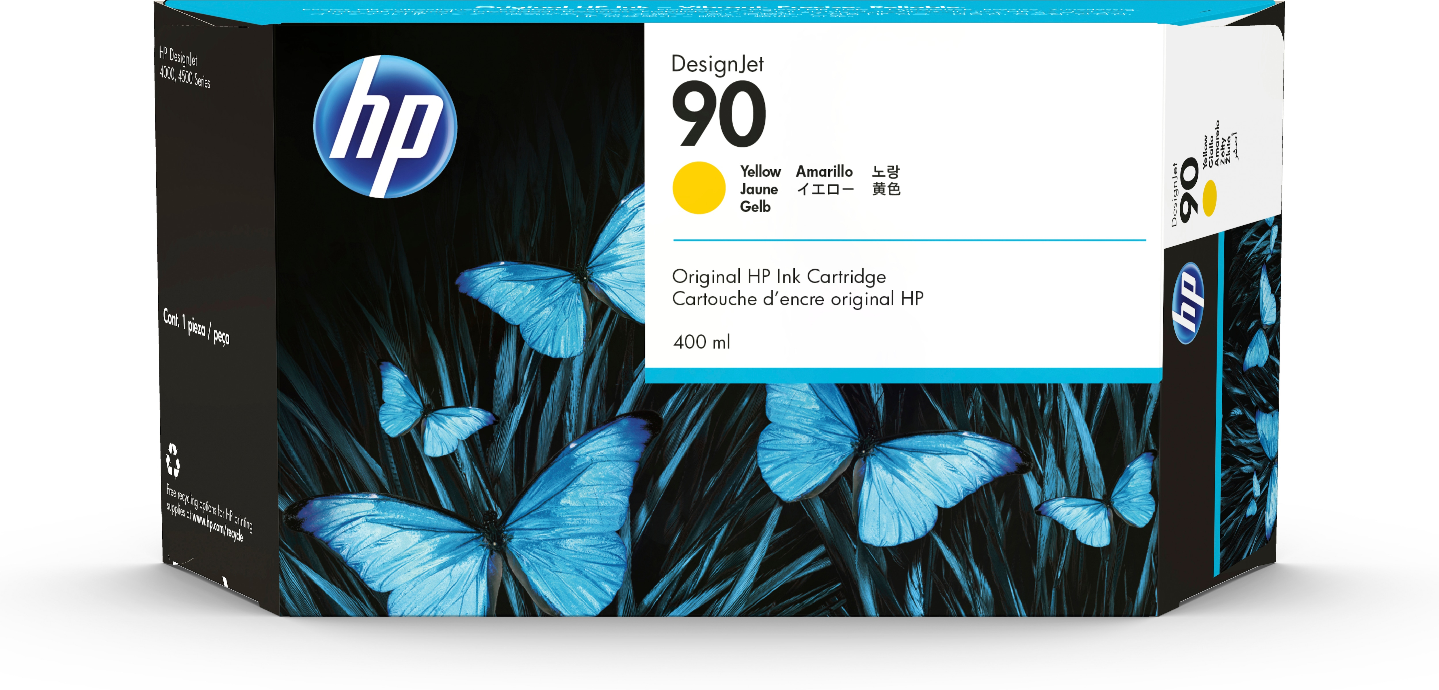 HP 90 originele ink cartridge geel standard capacity 3 x 400