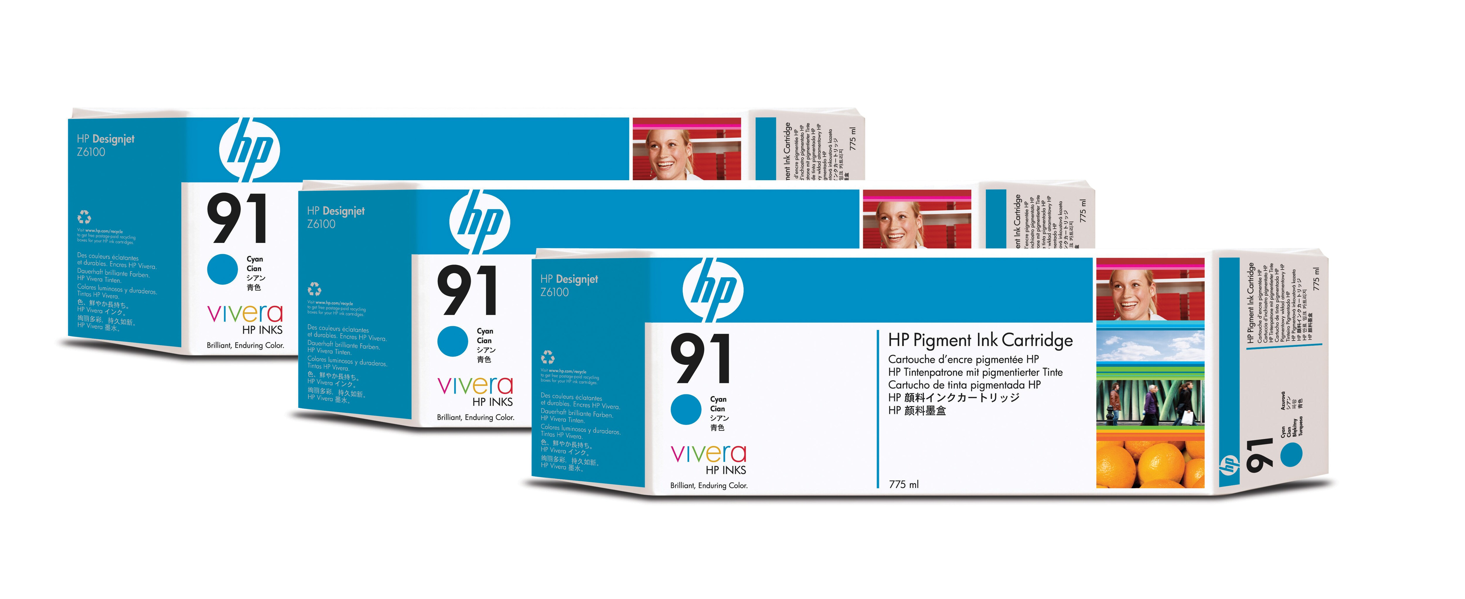 HP 91 originele ink cartridge cyaan standard capacity 3 x 77