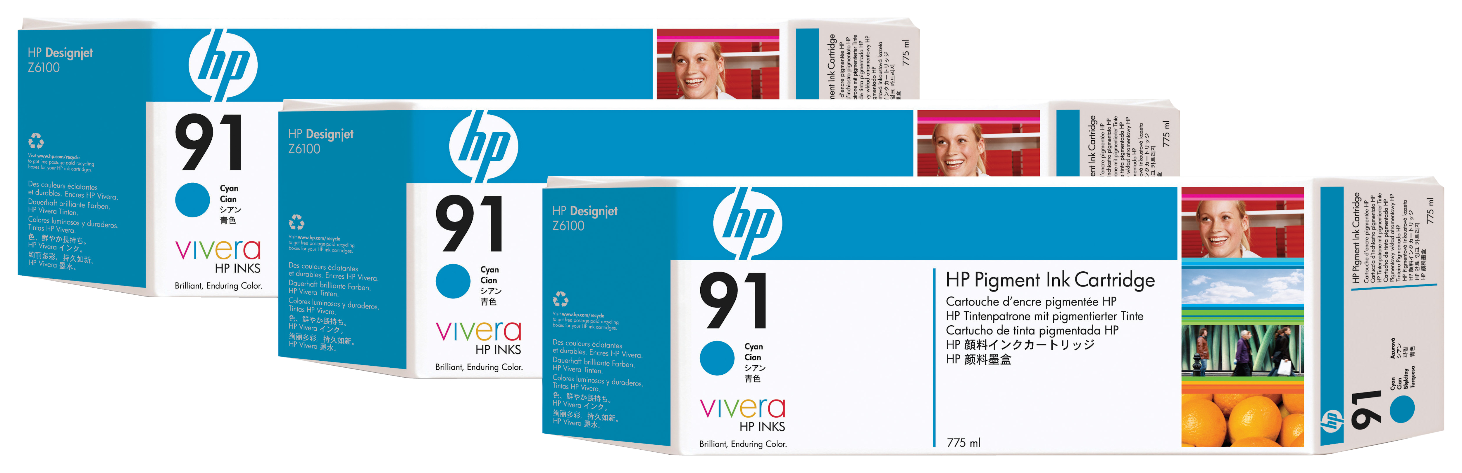 HP 91 originele ink cartridge cyaan standard capacity 3 x 77