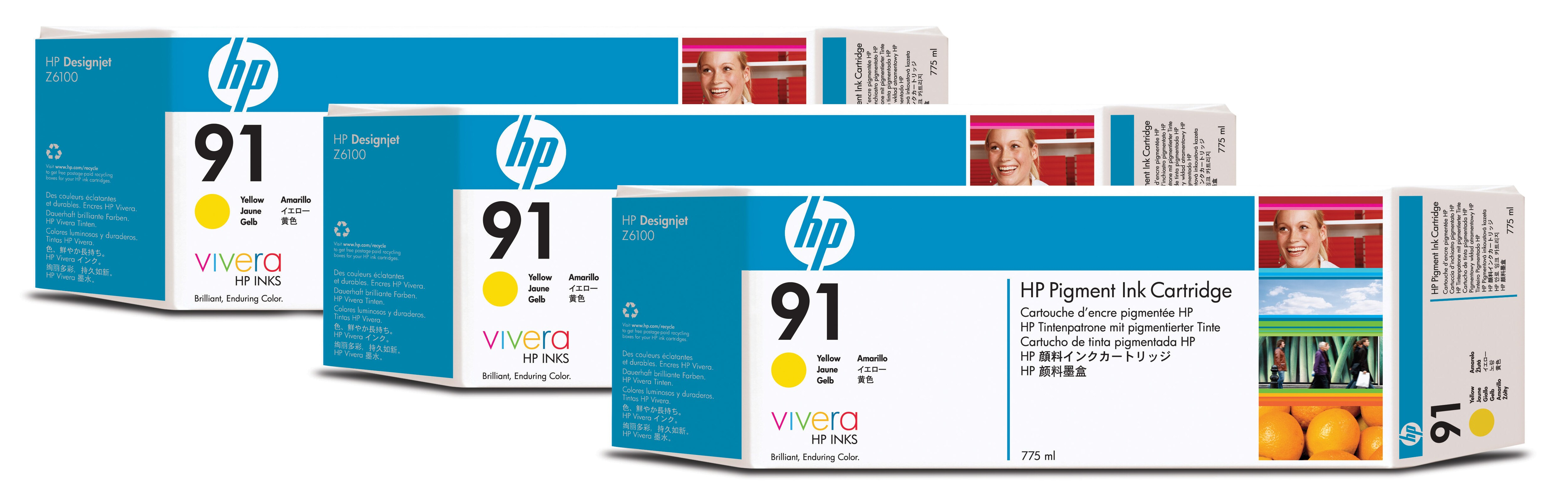 HP 91 originele ink cartridge geel standard capacity 3 x 775