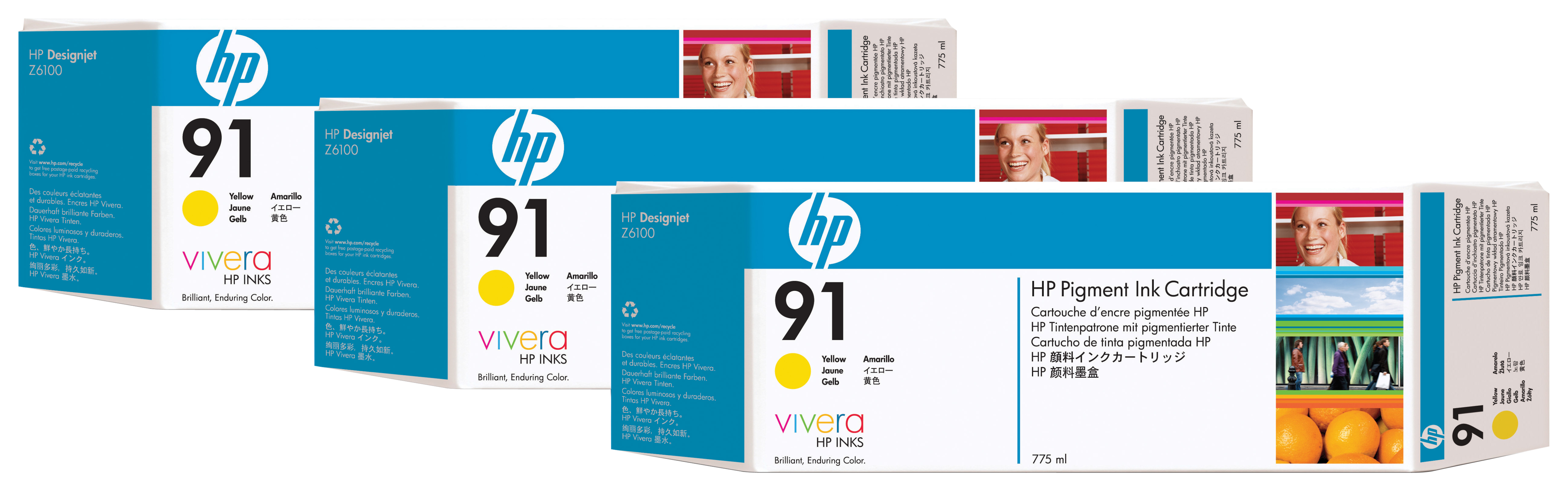 HP 91 originele ink cartridge geel standard capacity 3 x 775