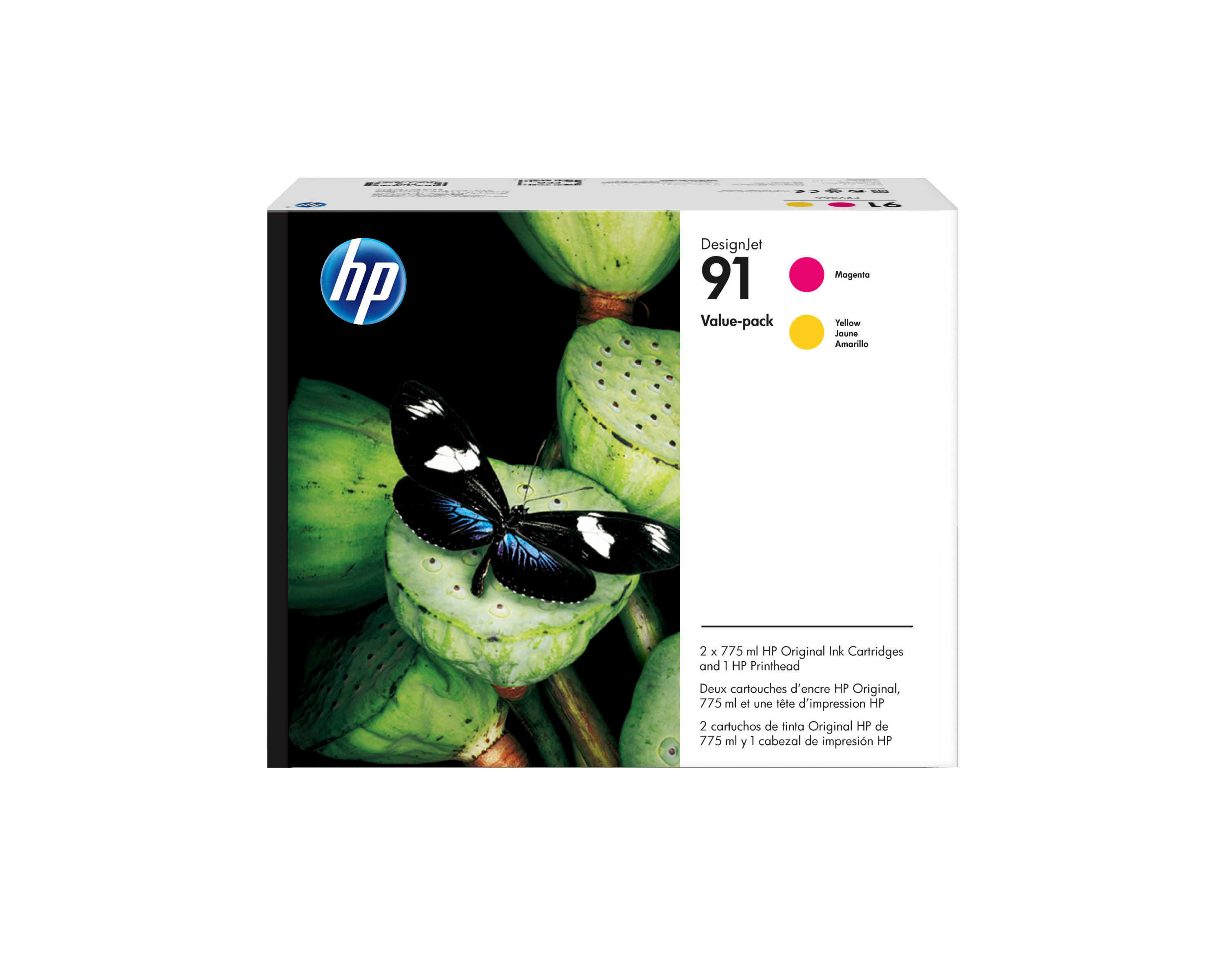 HP 91 originele ink cartridge geel standard capacity 3 x 775