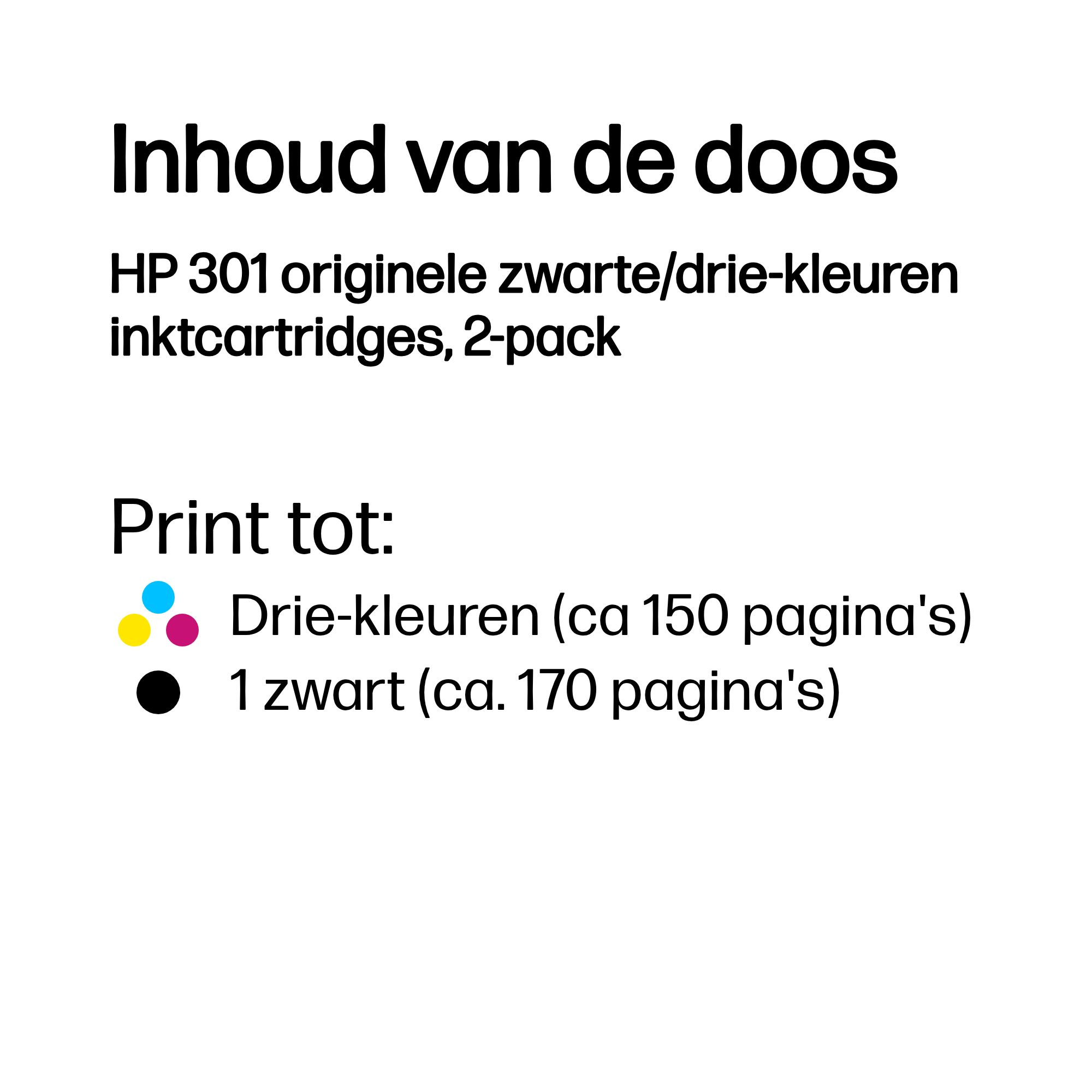 HP 301 original Ink cartridge N9J72AE Combo 2-Pack Standard