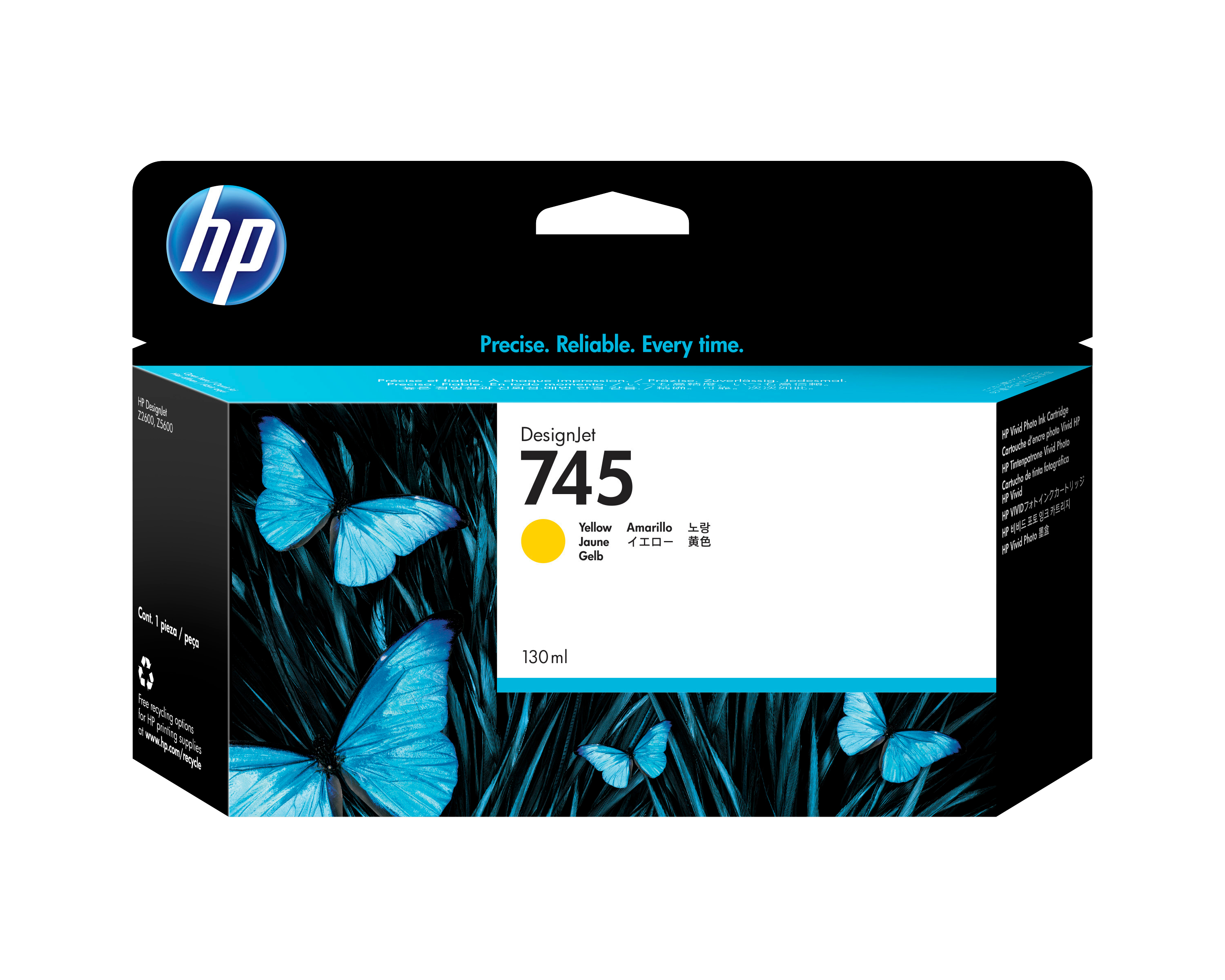 HP 745 original Ink cartridge F9J96A Yellow 130 ml