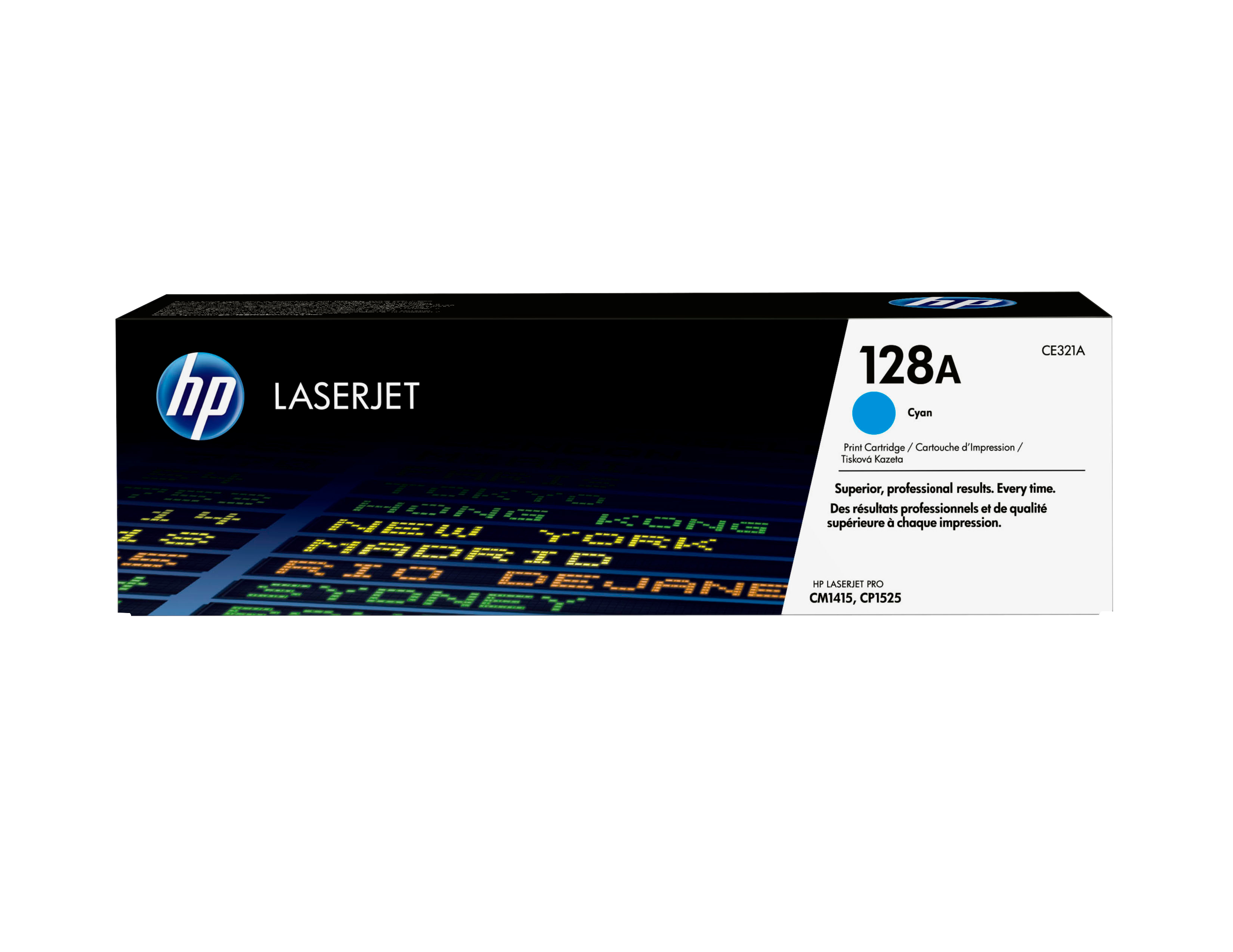 HP 128A original LaserJet Toner cartridge CE321A cyan standa