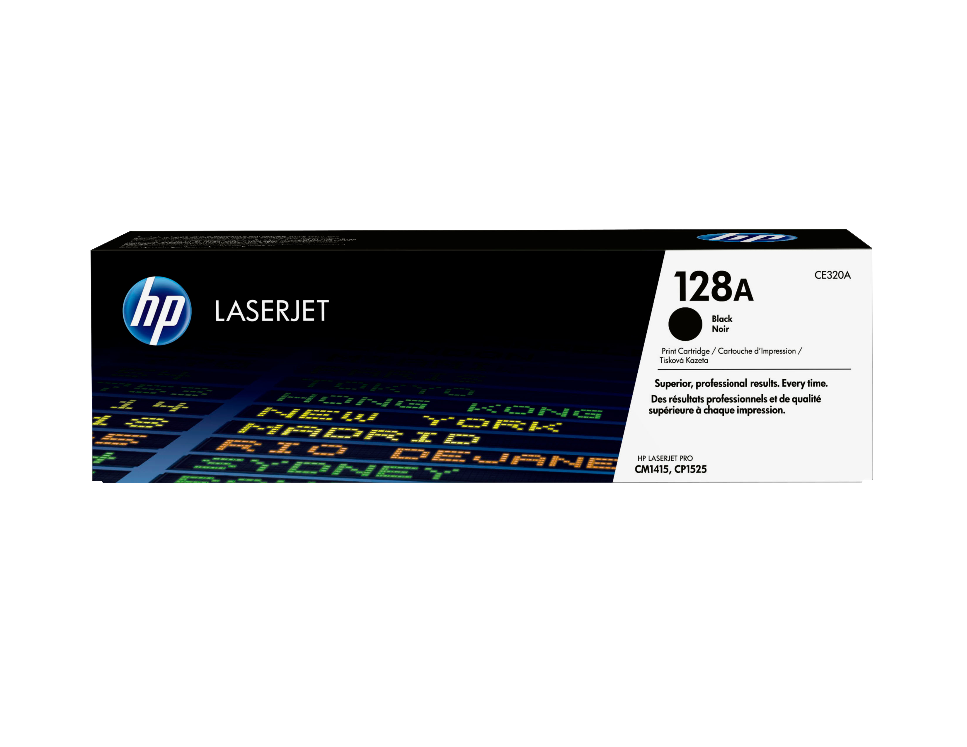 HP 128A original LaserJet Toner cartridge CE320A black stand