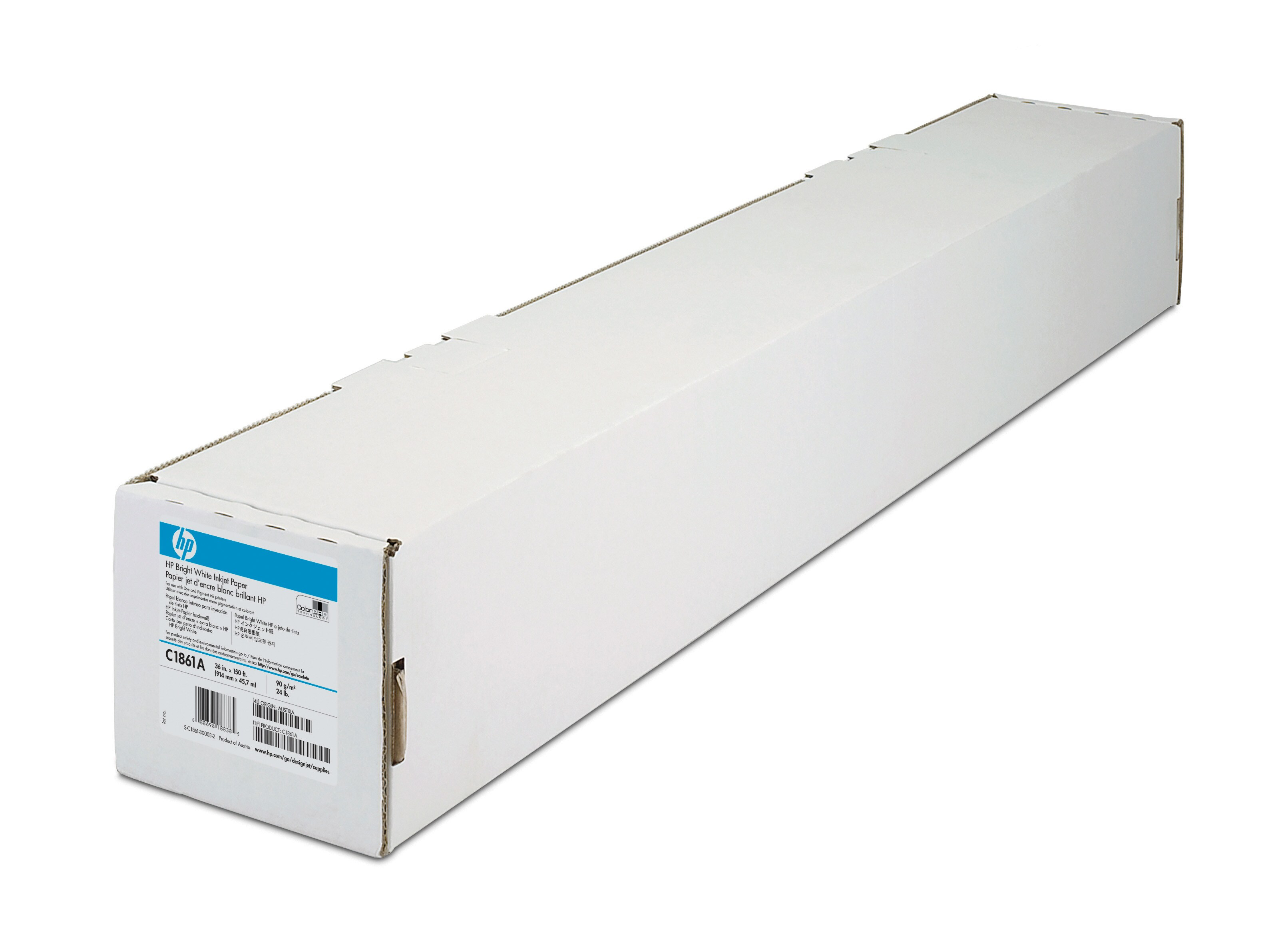 HP Papier helder wit inktjet 90g/m2 914mm x 91.4m 1 rol 1-pa