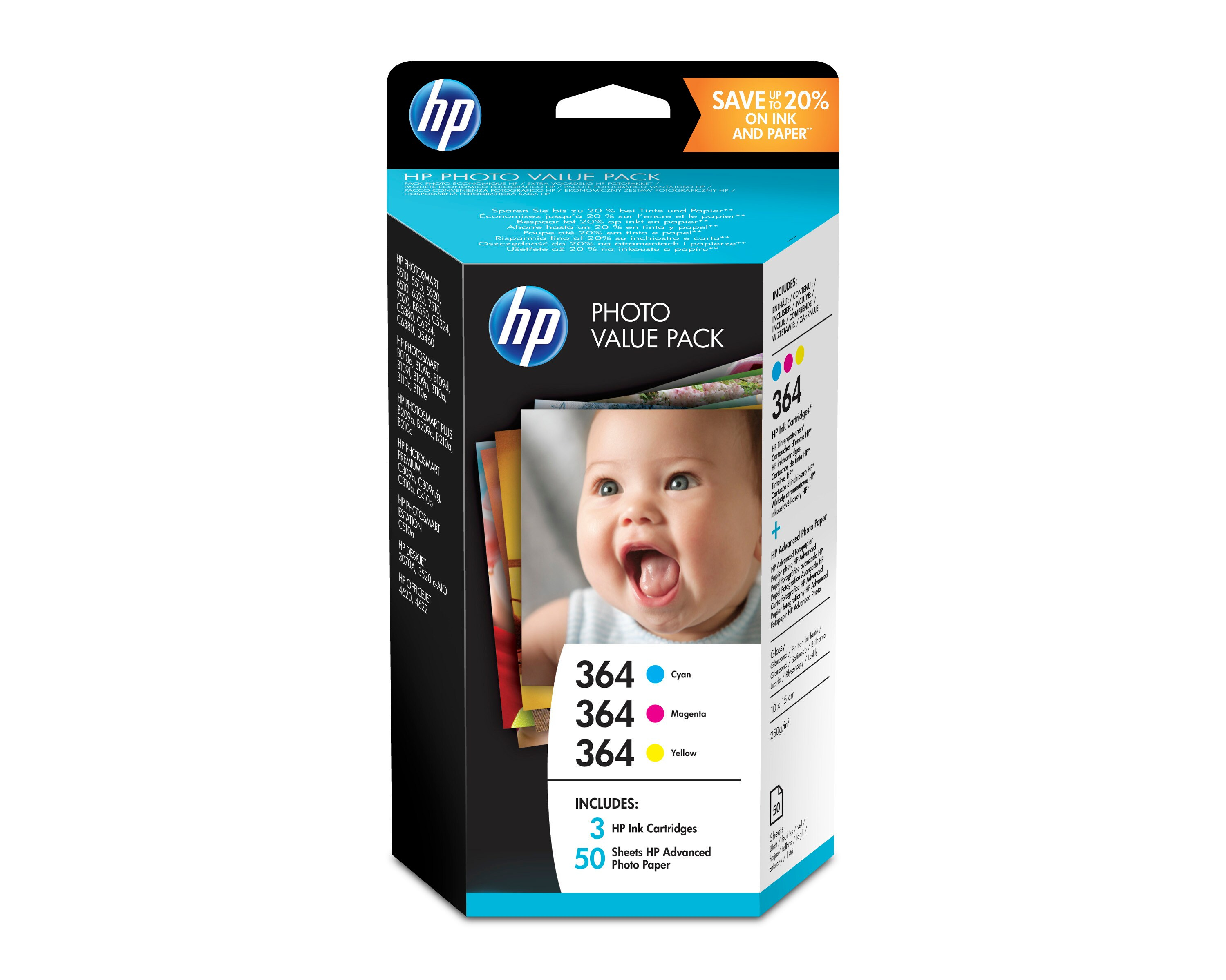 HP 364 original series photosmart photo value pack 50 sheets
