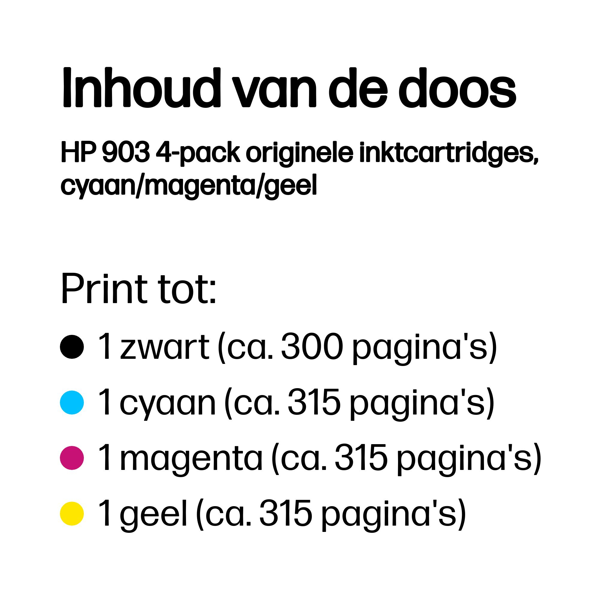 HP 903 CMYK Original Ink Cartridge 4-Pack HP 903 CMYK Original Ink Cartridge 4-Pack