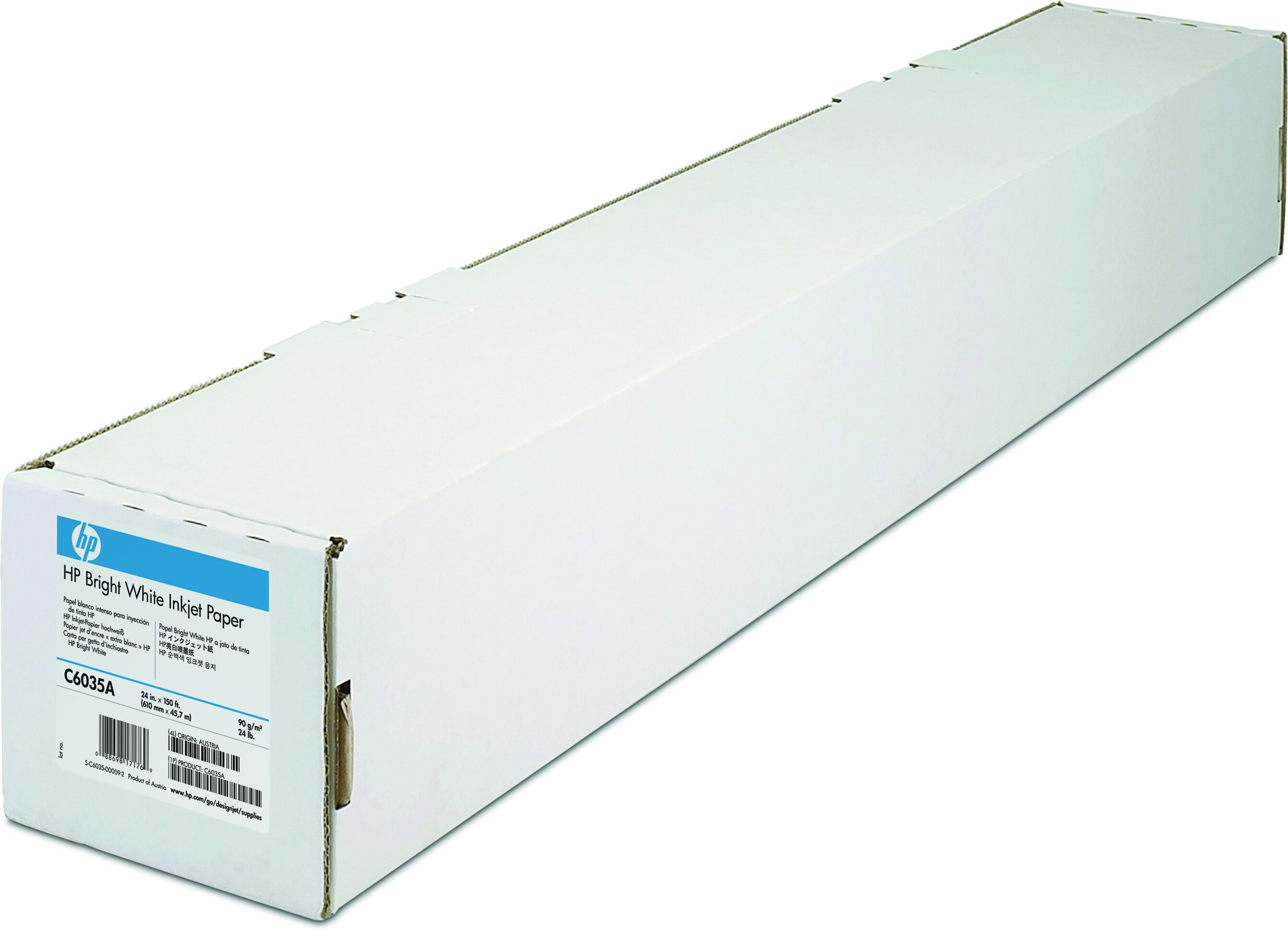 HP Bright White Papier helder wit inktjet 90g/m2 610mm x 45.
