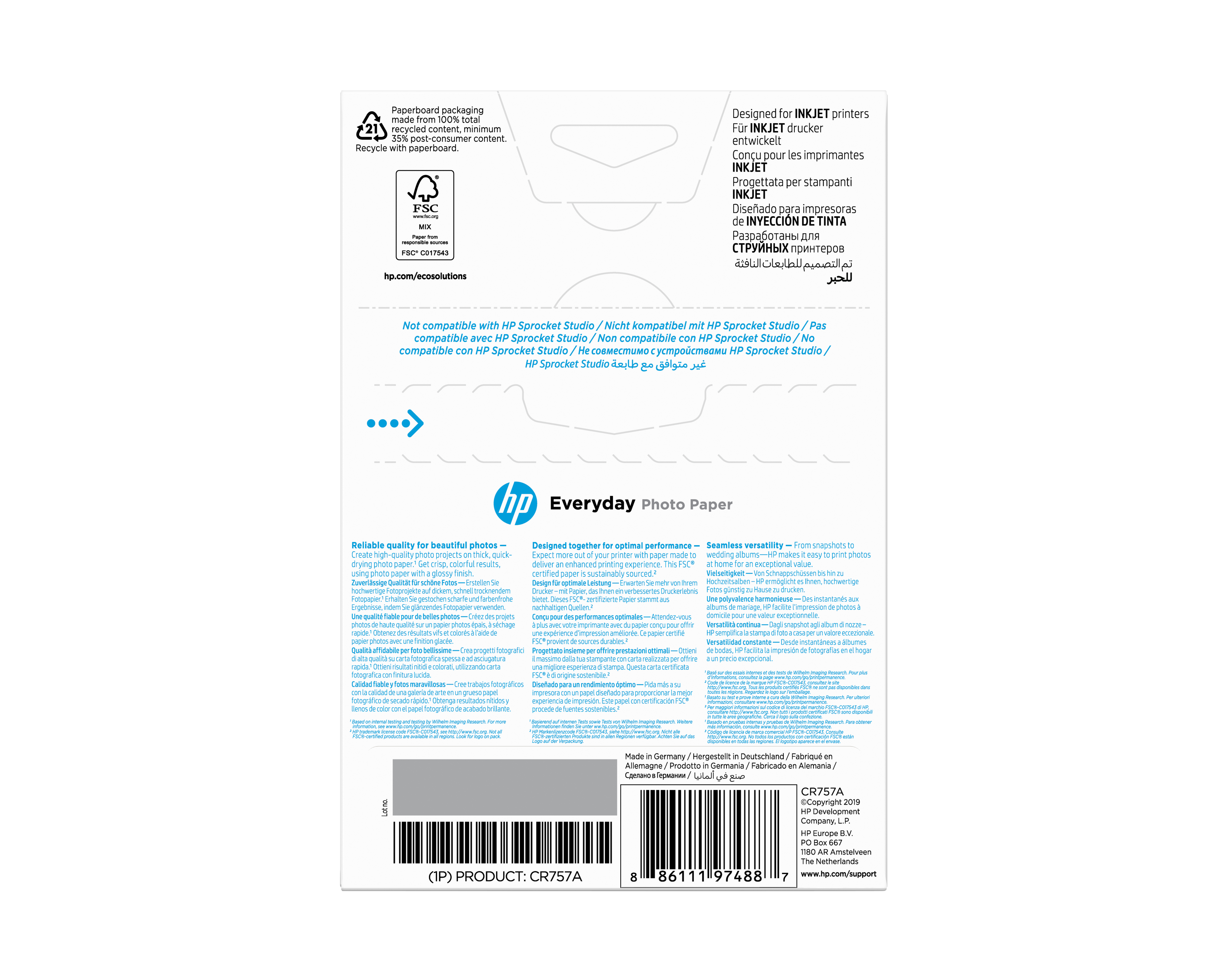 HP original Everyday Glossy photo paper white 200g/m2 100x15