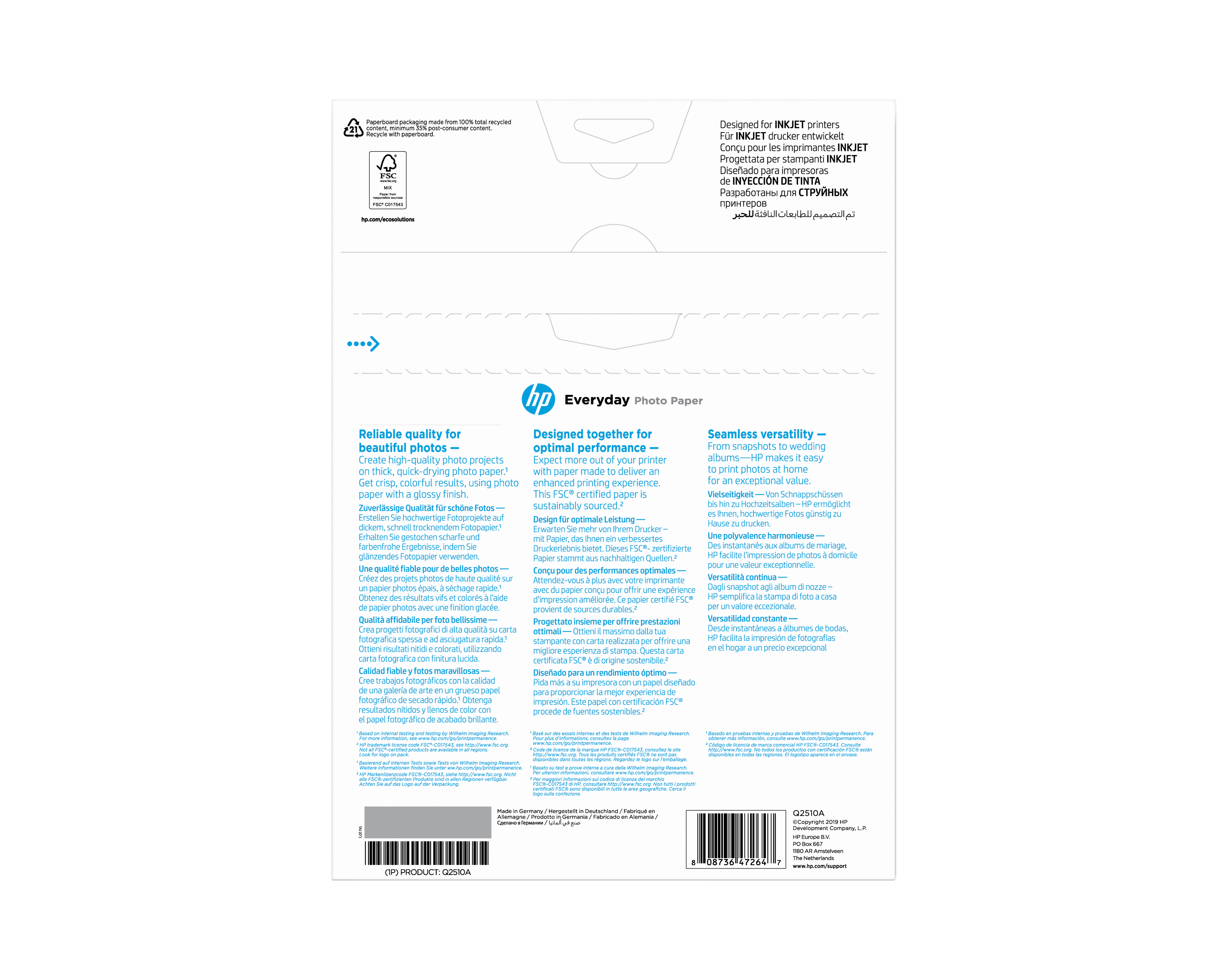 HP original Q2510A Semi-glossy photo paper Ink cartridge 200
