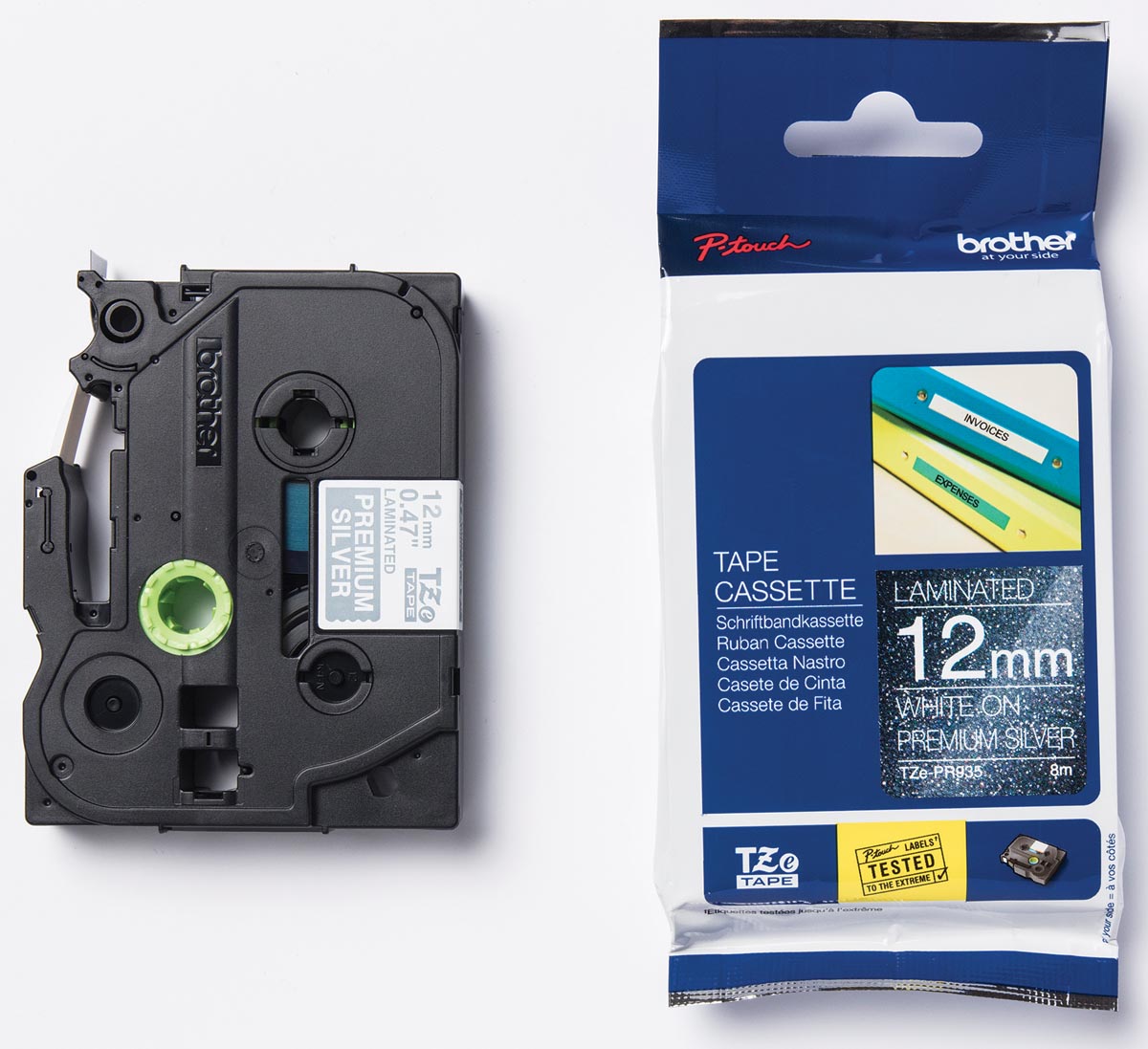 BROTHER TAPE TZE 12MM WT/ZILV