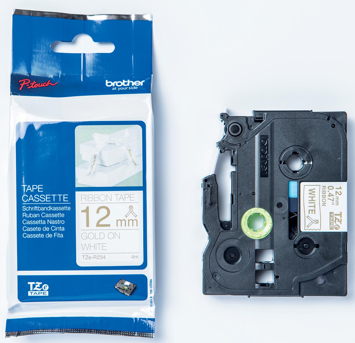 BROTHER TAPE TZE 12MM GOUD/WIT