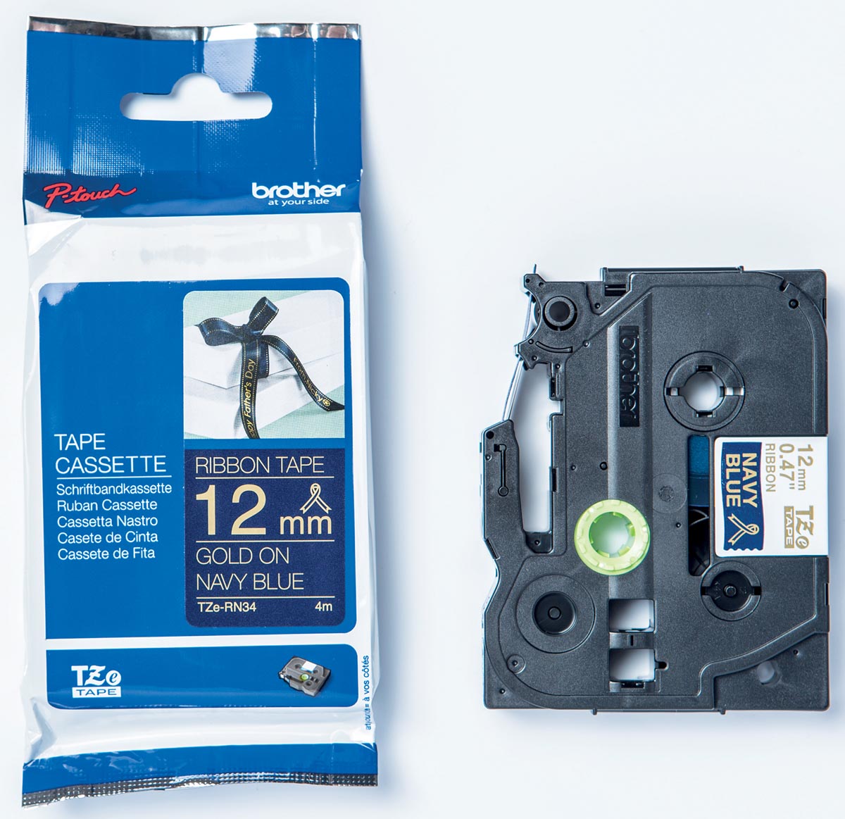 BROTHER TAPE TZE 12MM GOUD/BL