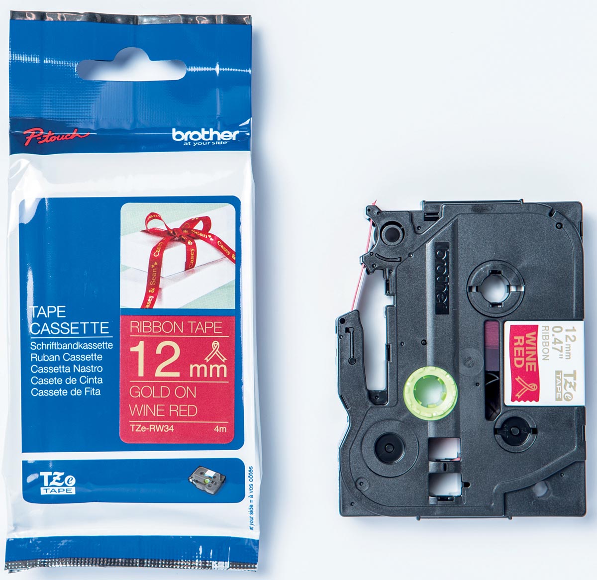 BROTHER TAPE TZE 12MM GOUD/RD