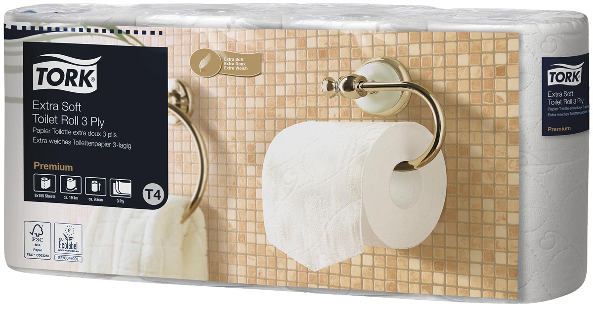 TORK T4 TOILETPAPIER 3L Premium Xtra soft 155vel PK8*