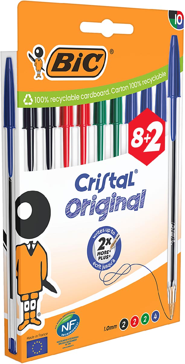BIC CRISTAL BP ASS BLS 8+2