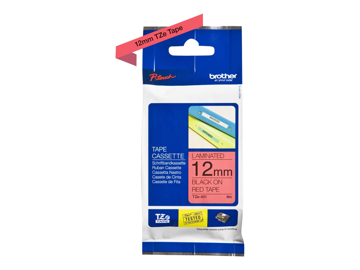 BROTHER TAPE 12MM ZWA OP ROOD