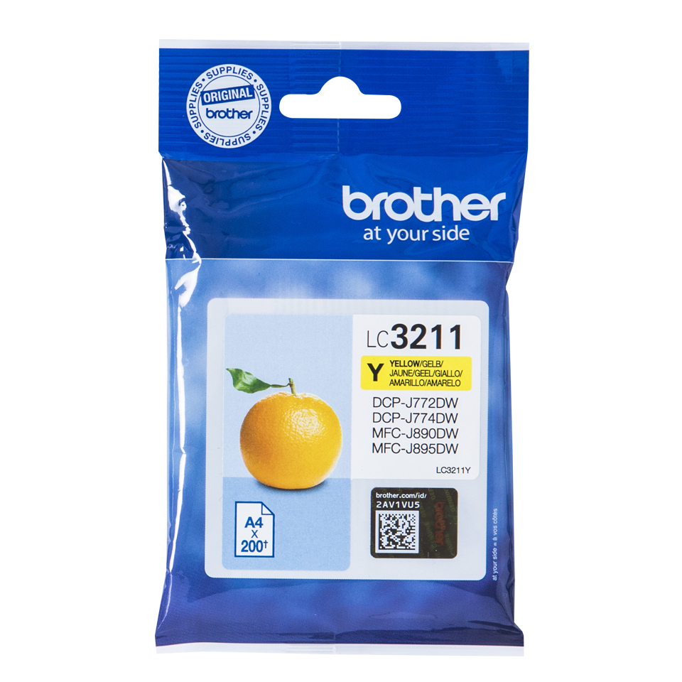 BROTHER LC3211Y Yellow ink cartridge with a capacity of 200